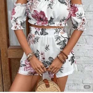 Floral Off-Shoulder Two-Piece Set